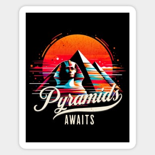 Retro Pyramids of Giza Awaits Design Sticker